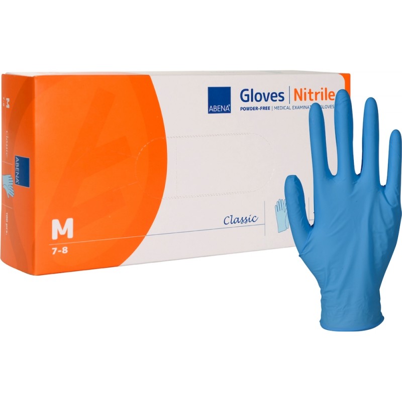 Gants d'examen nitrile bleus non poudrés non stériles - Boîte de 100.