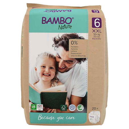 Couches Bébé BAMBO NATURE - T6 - + de 16 kg - 20 couches