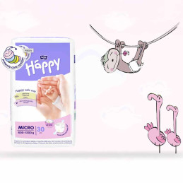 Couches prématuré HAPPY MICRO 600g à 1,2kg - Ultra-douces & hypoallergéniques